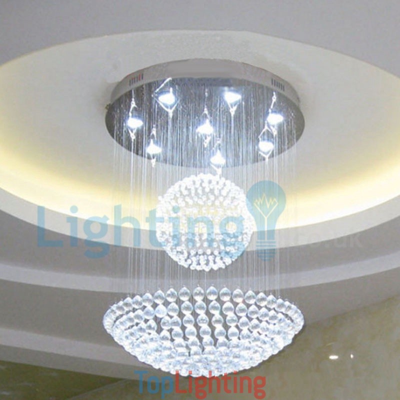 Modern Contemporary Chandelier Flush mount Pendant Fixture Crystal Rain Drop Light