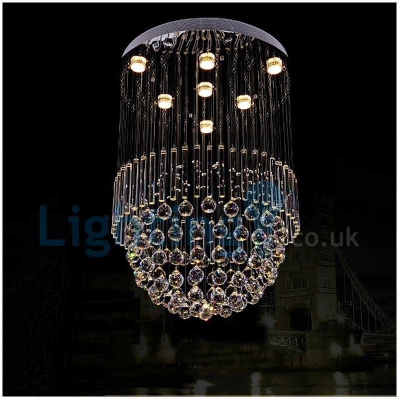 Modern Contemporary Chandelier Flush mount Pendant Fixture Crystal Rain Drop Light