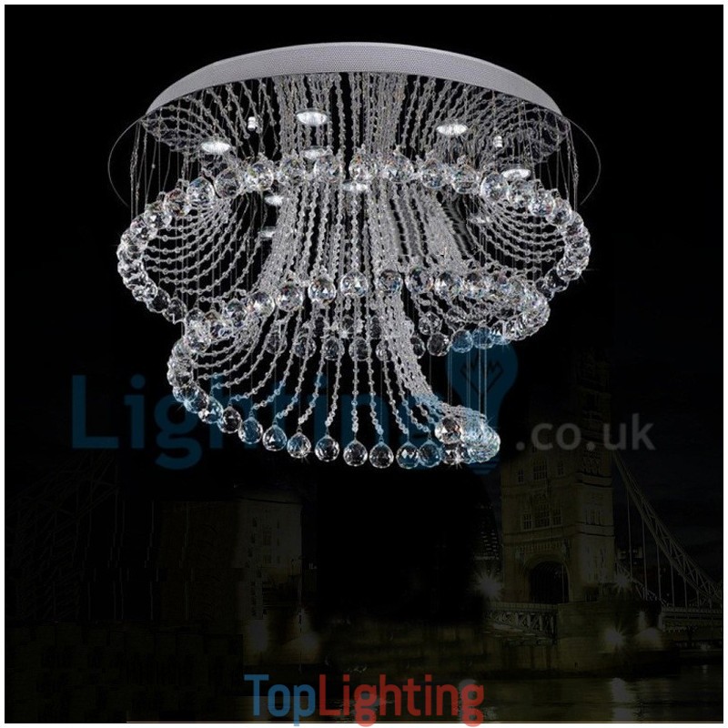 Modern Contemporary Chandelier Flush mount Pendant Fixture Crystal Rain Drop Light