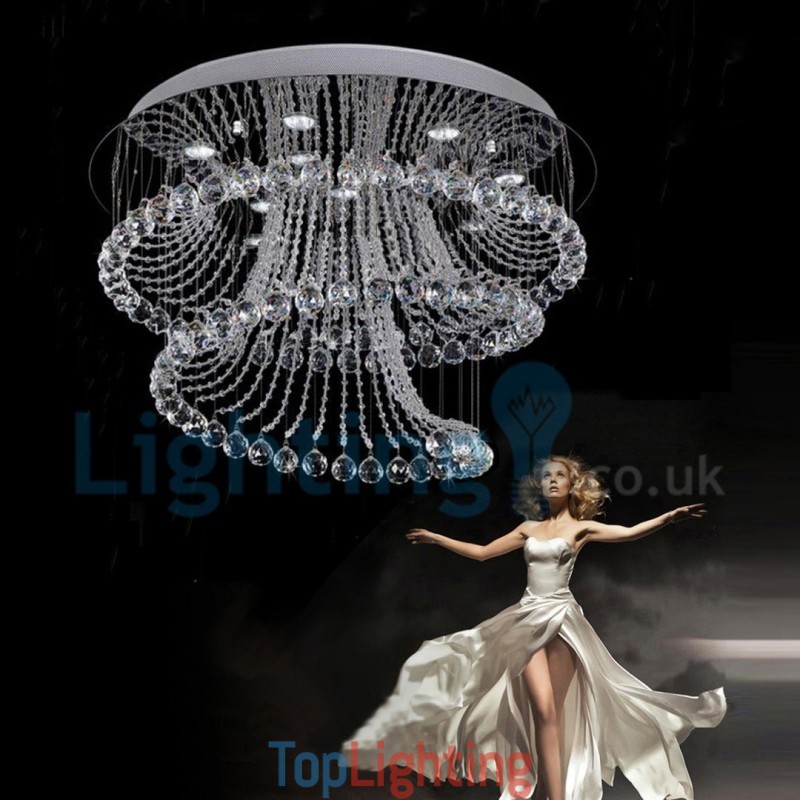 Modern Contemporary Chandelier Flush mount Pendant Fixture Crystal Rain Drop Light