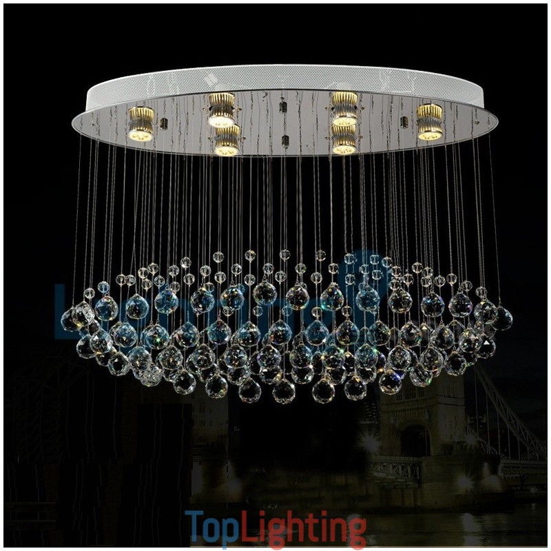 Modern Contemporary Chandelier Flush mount Pendant Fixture Crystal Rain Drop Light