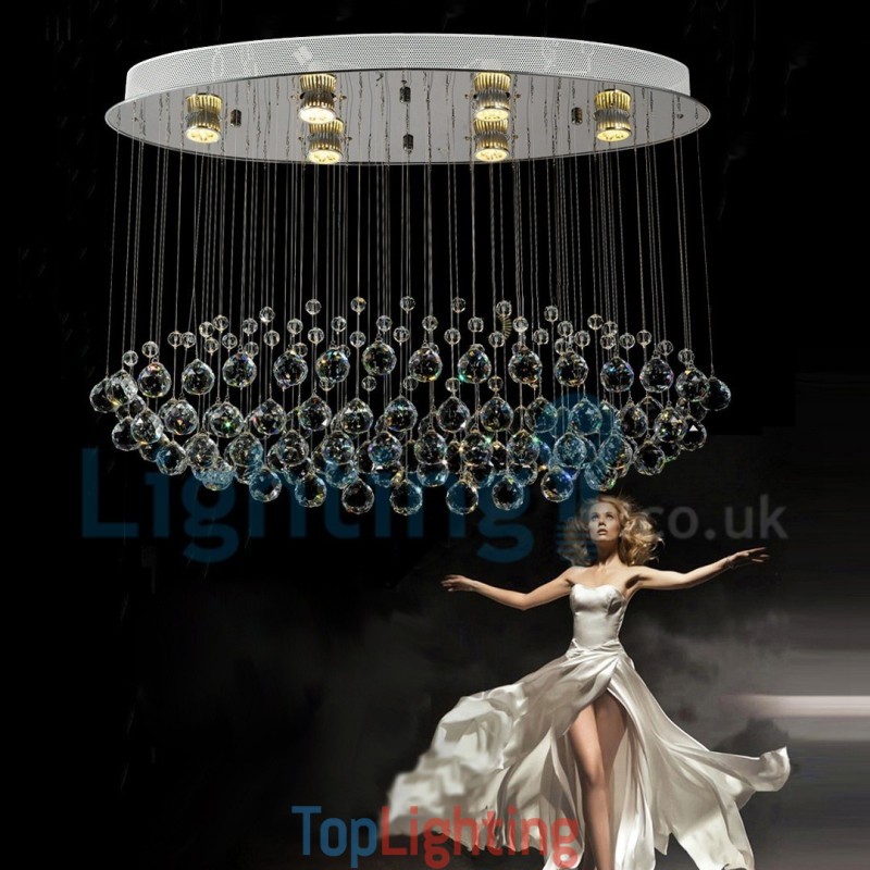 Modern Contemporary Chandelier Flush mount Pendant Fixture Crystal Rain Drop Light