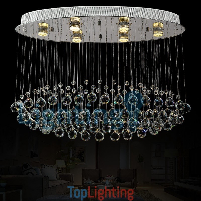 Modern Contemporary Chandelier Flush mount Pendant Fixture Crystal Rain Drop Light