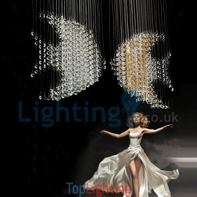 Modern Contemporary Chandelier Flush mount Pendant Fixture Crystal Rain Drop Light