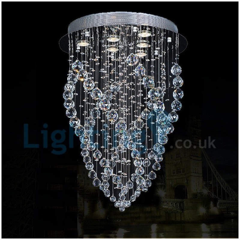 Modern Contemporary Chandelier Flush mount Pendant Fixture Crystal Rain Drop Light