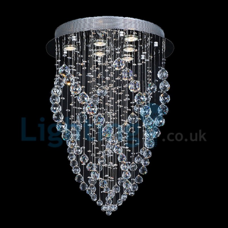 Modern Contemporary Chandelier Flush mount Pendant Fixture Crystal Rain Drop Light