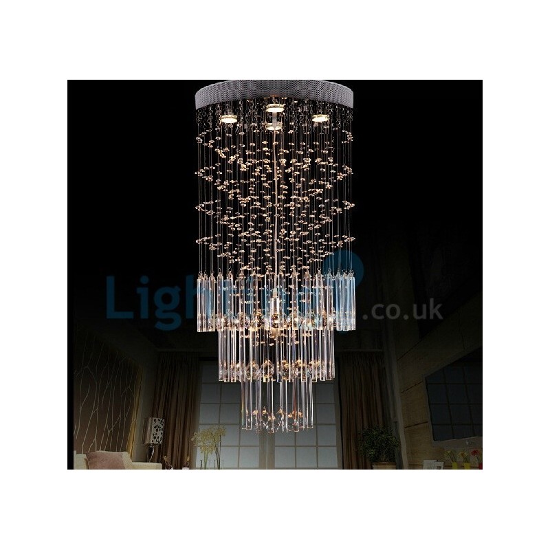 Modern Contemporary Chandelier Flush mount Pendant Fixture Crystal Rain Drop Light