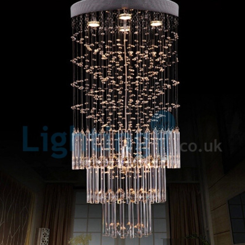 Modern Contemporary Chandelier Flush mount Pendant Fixture Crystal Rain Drop Light