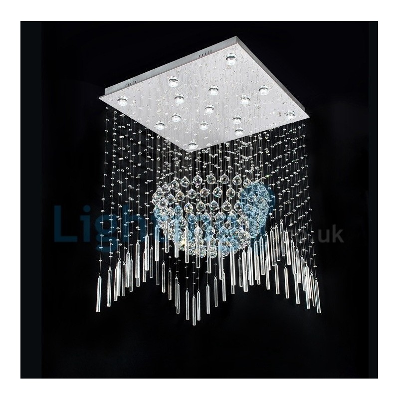 Modern Contemporary Chandelier Flush mount Pendant Fixture Crystal Rain Drop Light