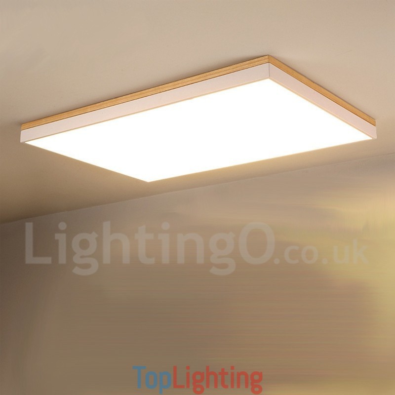 Nordic Rectangular Ultra thin Solid Wood Ceiling Lamp