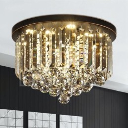 Retro Round Grey Crystal Ceiling Lights