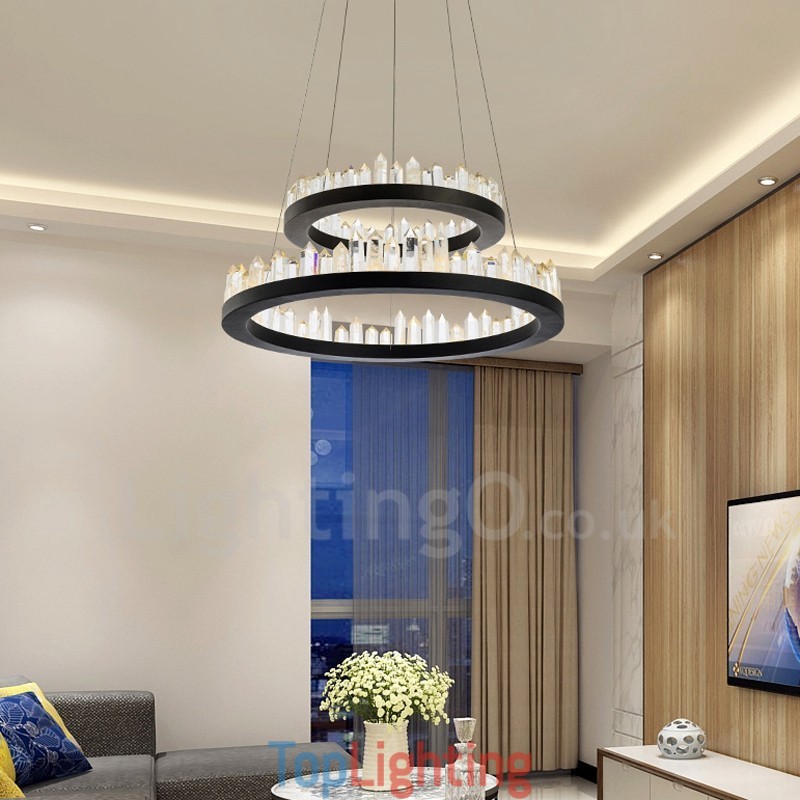 Modern Fashion Double Circle Crystal Pendant Light