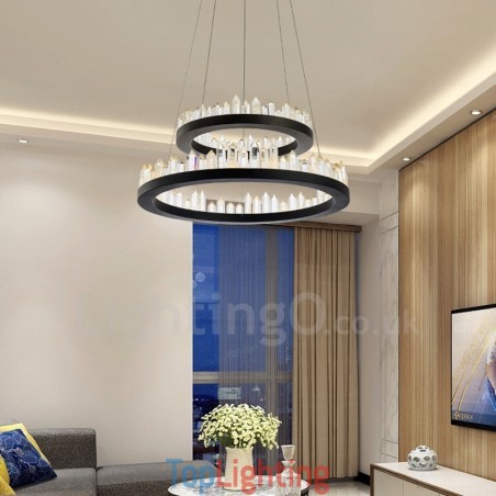 Modern Fashion Double Circle Crystal Pendant Light Modern Fashion Double Circle Crystal Pendant Light