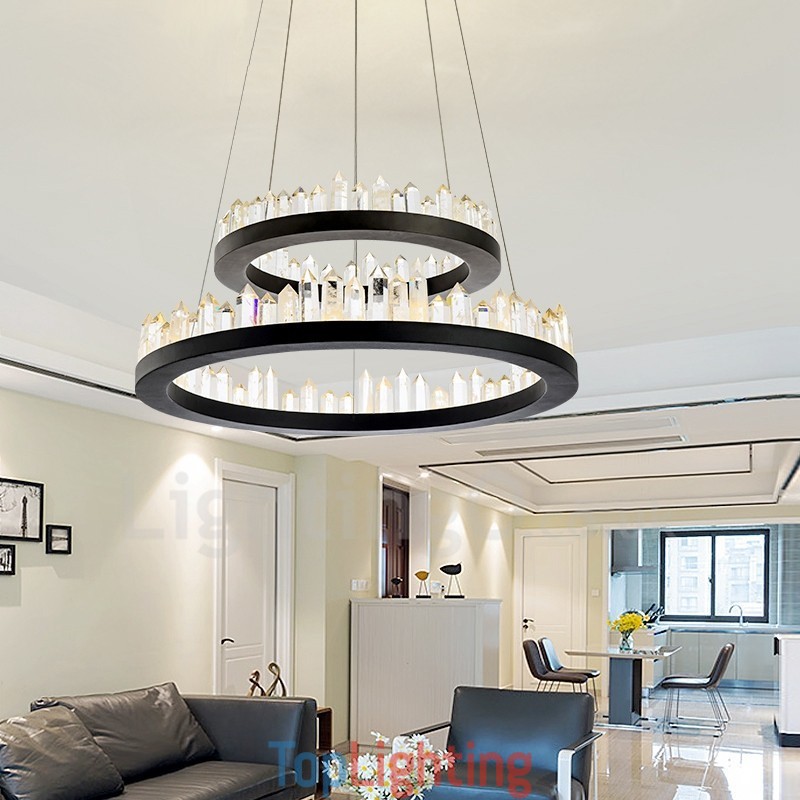 Modern Fashion Double Circle Crystal Pendant Light