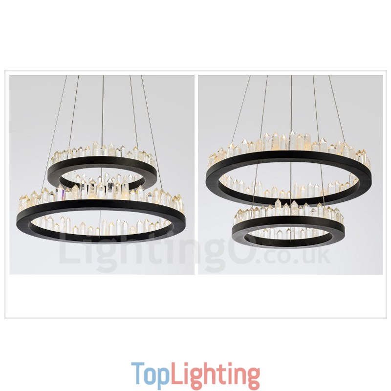 Modern Fashion Double Circle Crystal Pendant Light