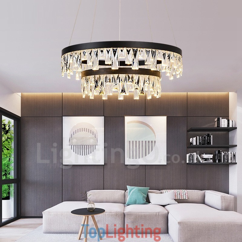 Modern Circle Design Crystal Pendant Light