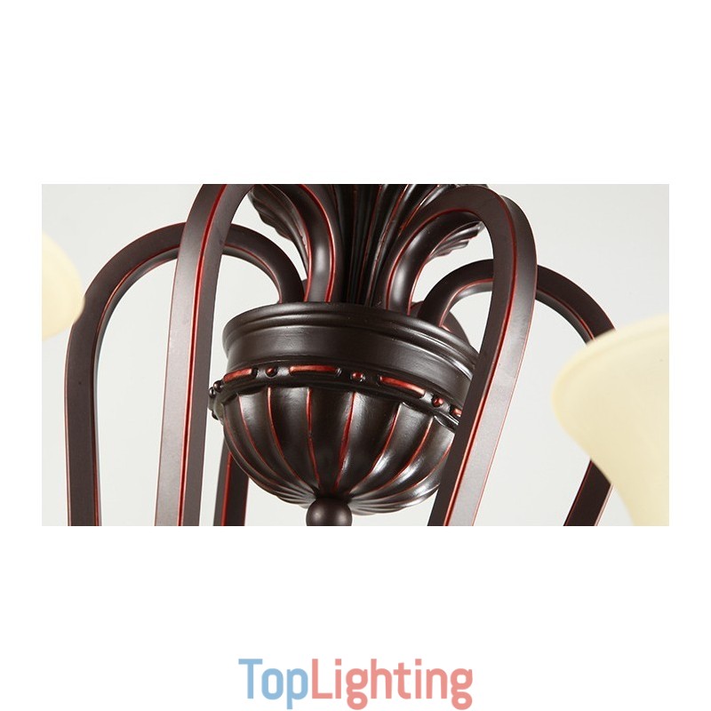 24 Lights High Ceiling Vintage Country Island Painting Metal Chandelier with Glass Shades Hight Ceiling