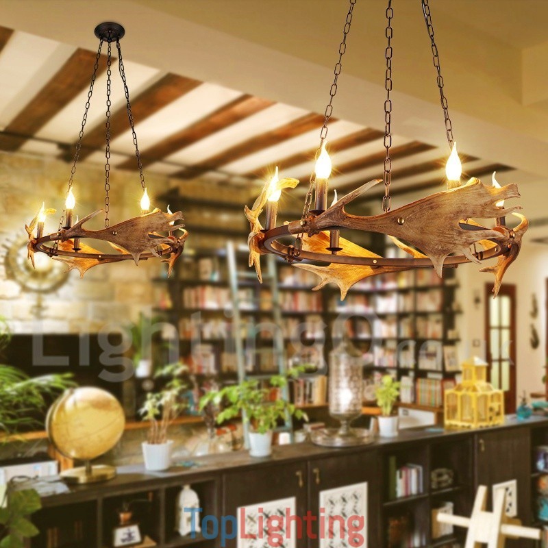 6 Light Rustic Ring Antler Chandelier