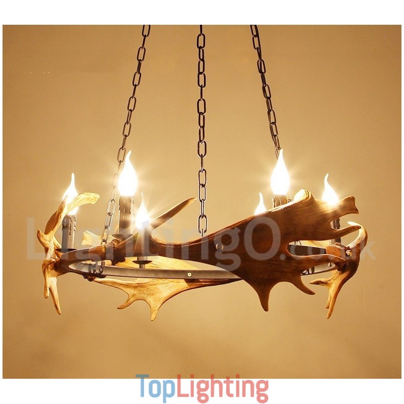 6 Light Rustic Ring Antler Chandelier
