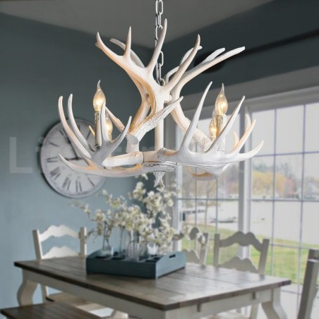 4 Light Rustic Artistic Retro Antler White Chandelier 4 Light Rustic Artistic Retro Antler White Chandelier