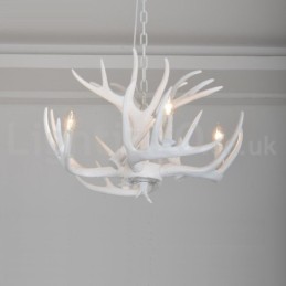 4 Light Rustic Artistic Retro Antler White Chandelier