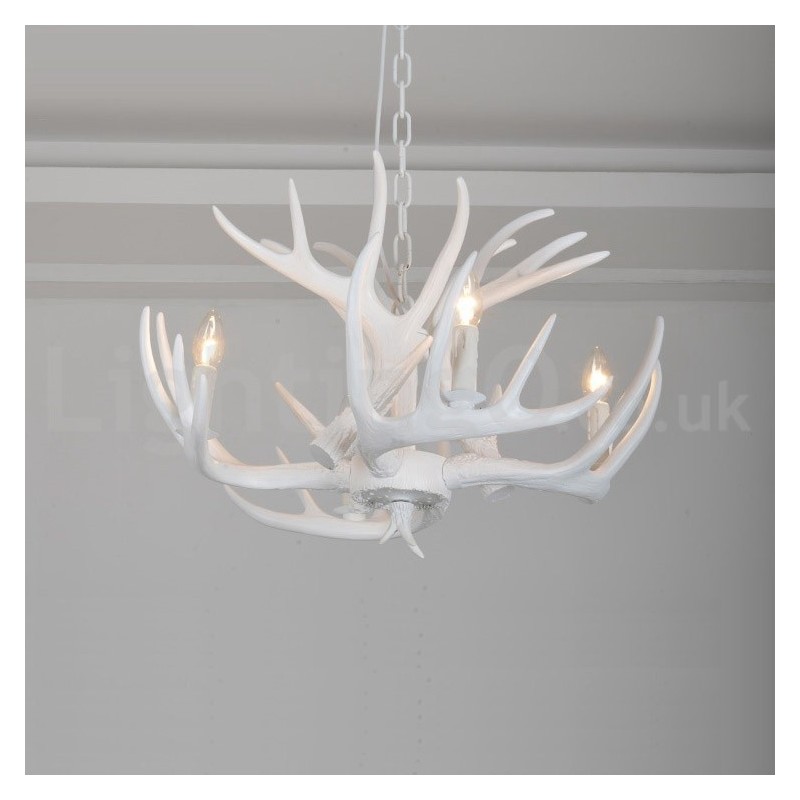 4 Light Rustic Artistic Retro Antler White Chandelier