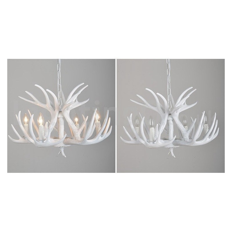 4 Light Rustic Artistic Retro Antler White Chandelier