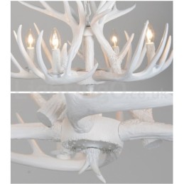 4 Light Rustic Artistic Retro Antler White Chandelier