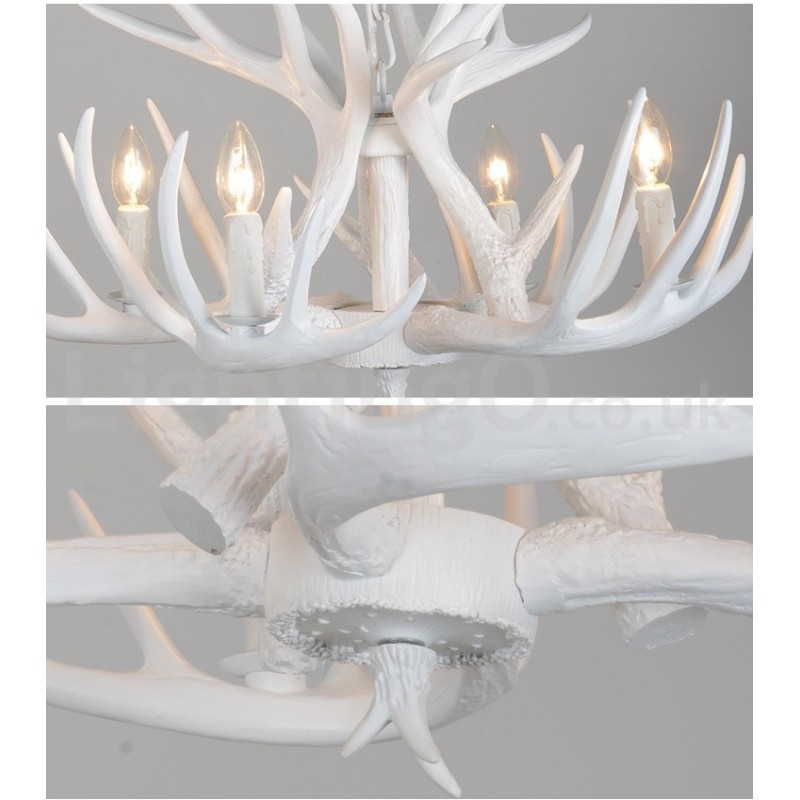 4 Light Rustic Artistic Retro Antler White Chandelier