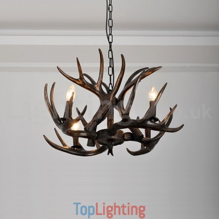 4 Light Rustic Artistic Retro Antler Gradient Black Chandelier 4 Light Rustic Artistic Retro Antler Gradient Black Chandelier