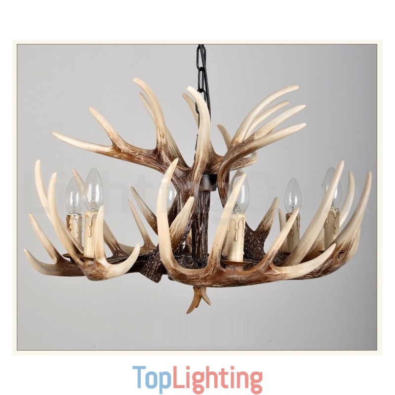 6 Light Rustic Artistic Retro Antler Vintage Chandelier