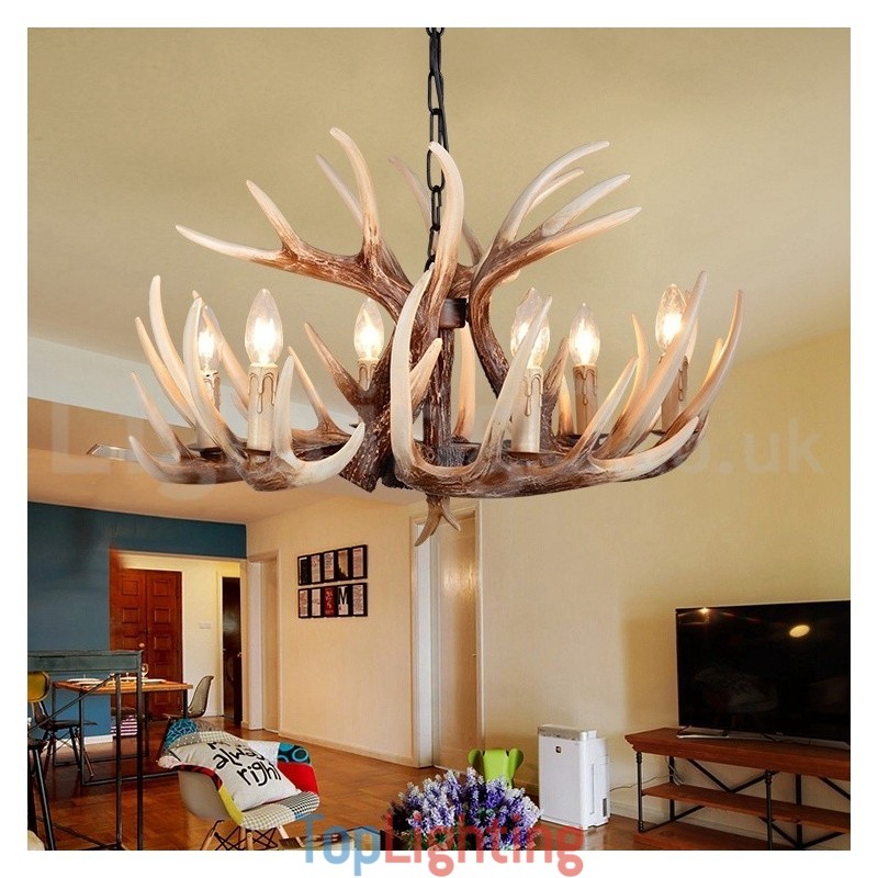6 Light Rustic Artistic Retro Antler Vintage Chandelier