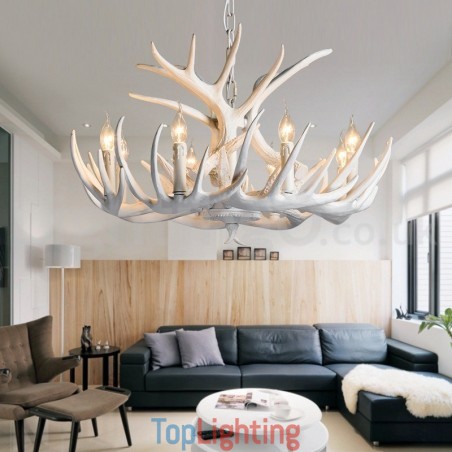 9 Light Rustic Artistic Retro Antler White Chandelier 9 Light Rustic Artistic Retro Antler White Chandelier