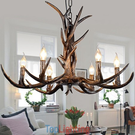 6 Light Rustic Artistic Retro Antler Black Vintage Chandelier 6 Light Rustic Artistic Retro Antler Black Vintage Chandelier