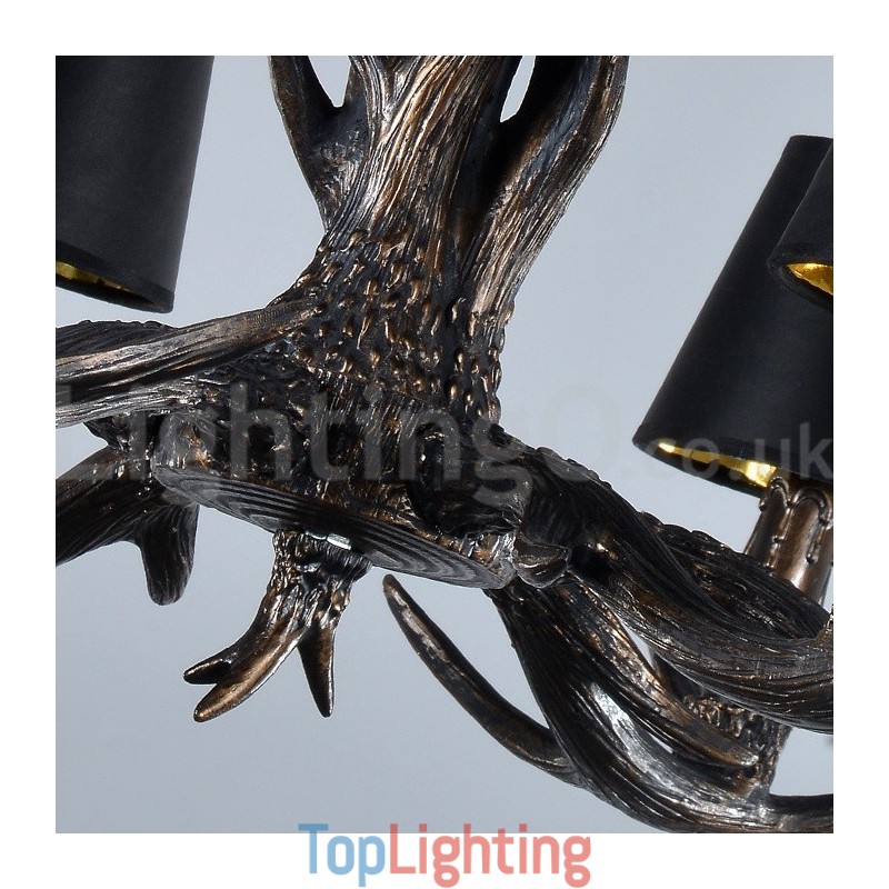 6 Light Rustic Artistic Retro Antler Black Vintage Chandelier