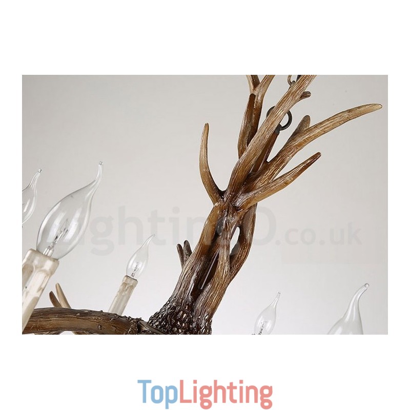 6 Light Rustic Artistic Retro Antler Vintage Candle Chandelier