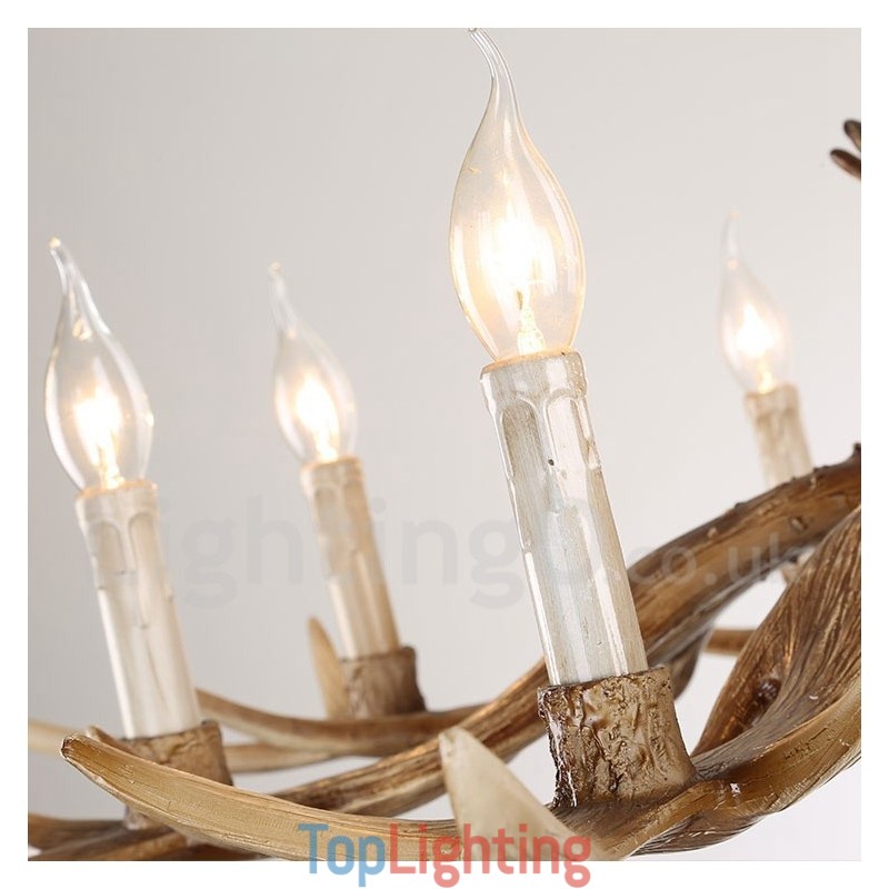 6 Light Rustic Artistic Retro Antler Vintage Candle Chandelier