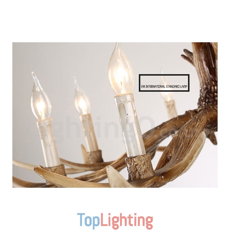 6 Light Rustic Artistic Retro Antler Vintage Candle Chandelier