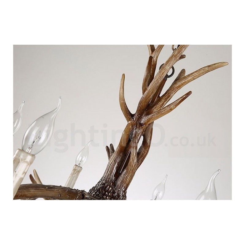 8 Light Rustic Artistic Retro Antler Vintage Candle Chandelier