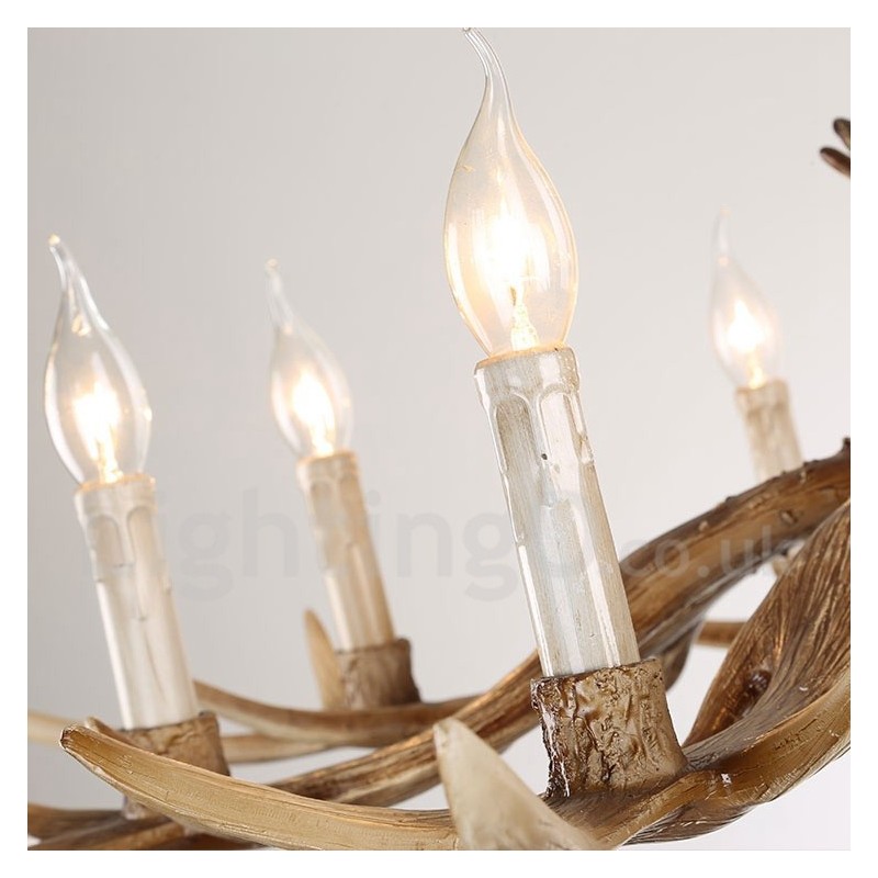 8 Light Rustic Artistic Retro Antler Vintage Candle Chandelier