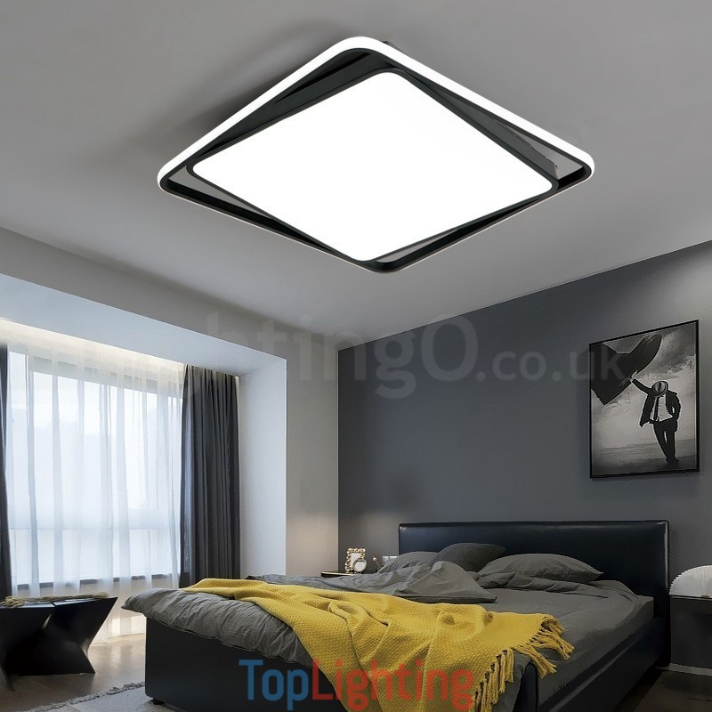Modern Exquisite Black White Square Flush Mount Ceiling lamp