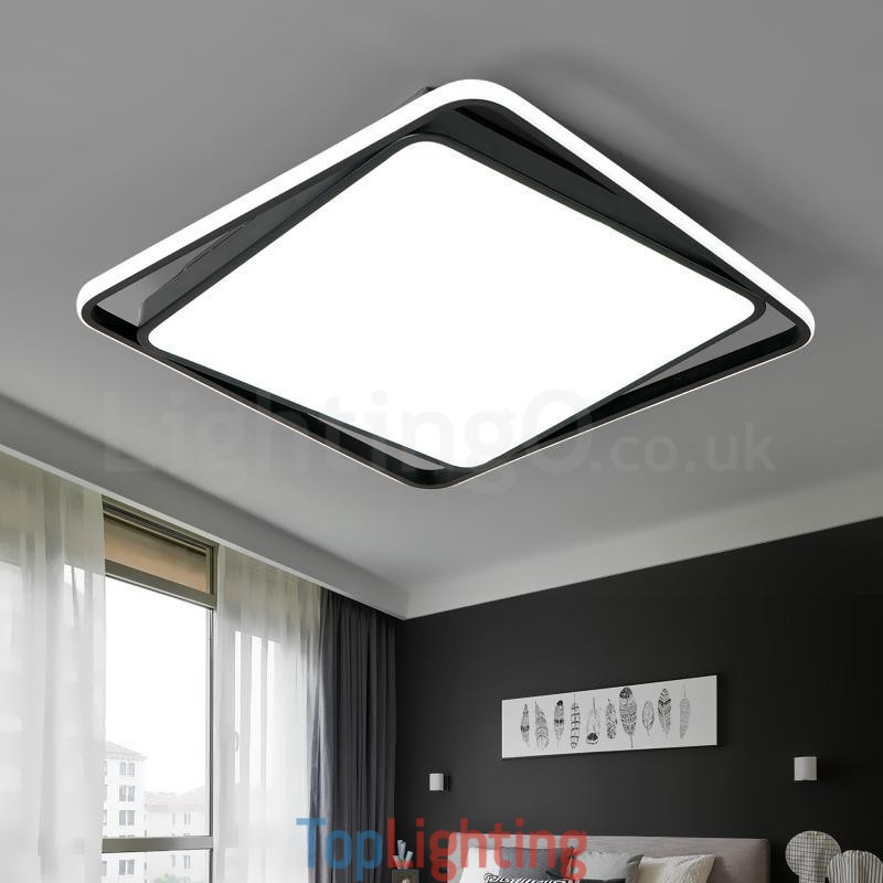 Modern Exquisite Black White Square Flush Mount Ceiling lamp