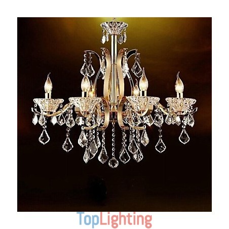High Grade Gold Wrought Iron Crystal Chandelier 6 Lights High Grade Gold Wrought Iron Crystal Chandelier 6 Lights