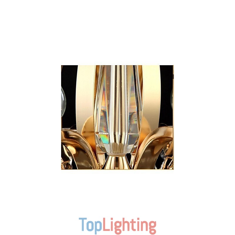 High Grade Gold Wrought Iron Crystal Chandelier 6 Lights
