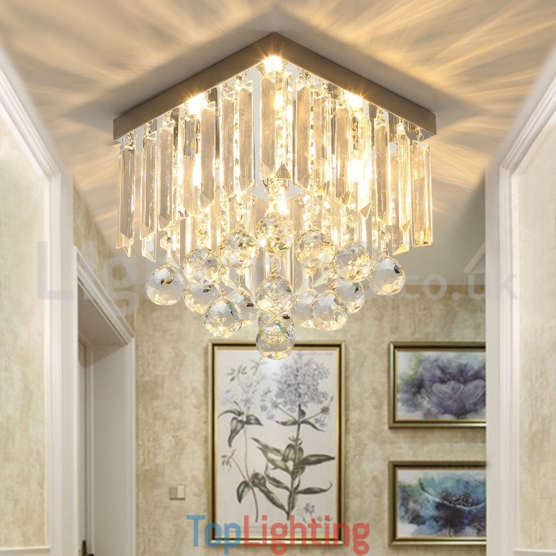 Modern Square Crystal Flush Mount Ceiling Lights