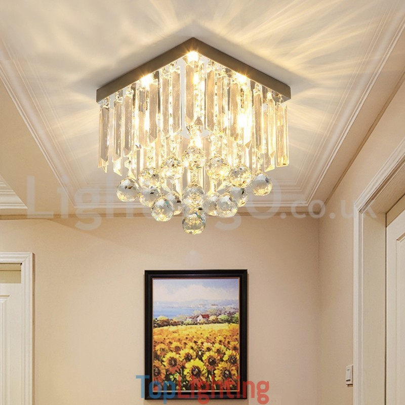 Modern Square Crystal Flush Mount Ceiling Lights