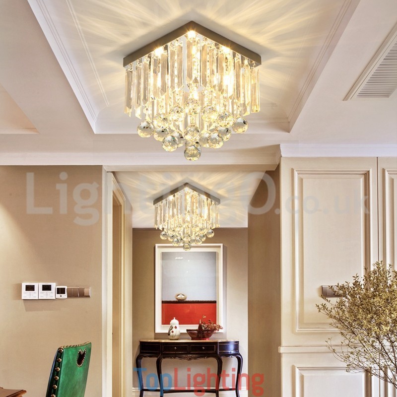 Modern Square Crystal Flush Mount Ceiling Lights