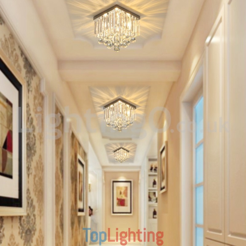 Modern Square Crystal Flush Mount Ceiling Lights