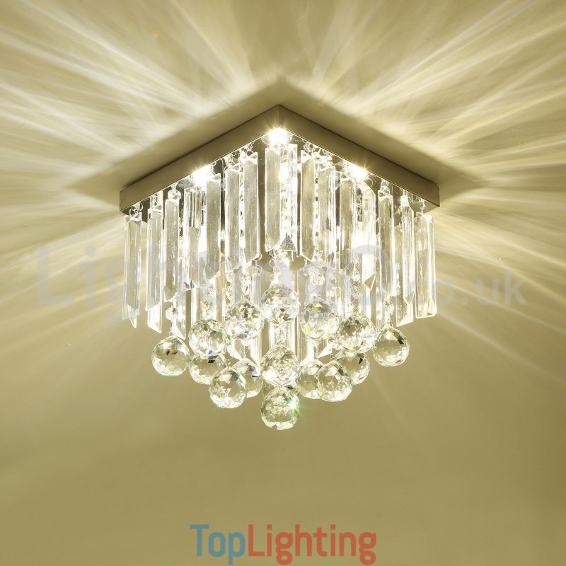 Modern Square Crystal Flush Mount Ceiling Lights