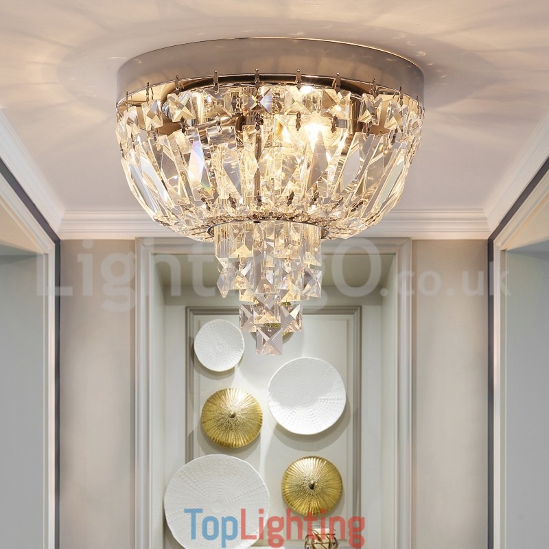 Contemporary Exquisite Round Flush Mount Crystal Ceiling Lights
